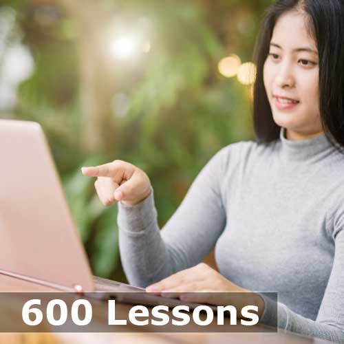 A female Asian student learning to speak English online with Native Teacher ESL. P2-600